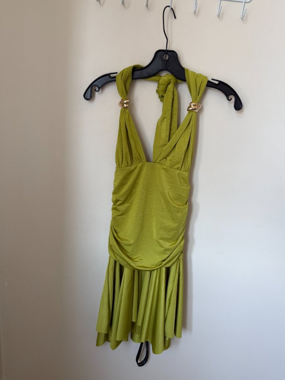 White Fox Green Chartreuse Mini Dress | Tie Halter Neck | Y2K Party Dress NWT - Picture 3 of 6